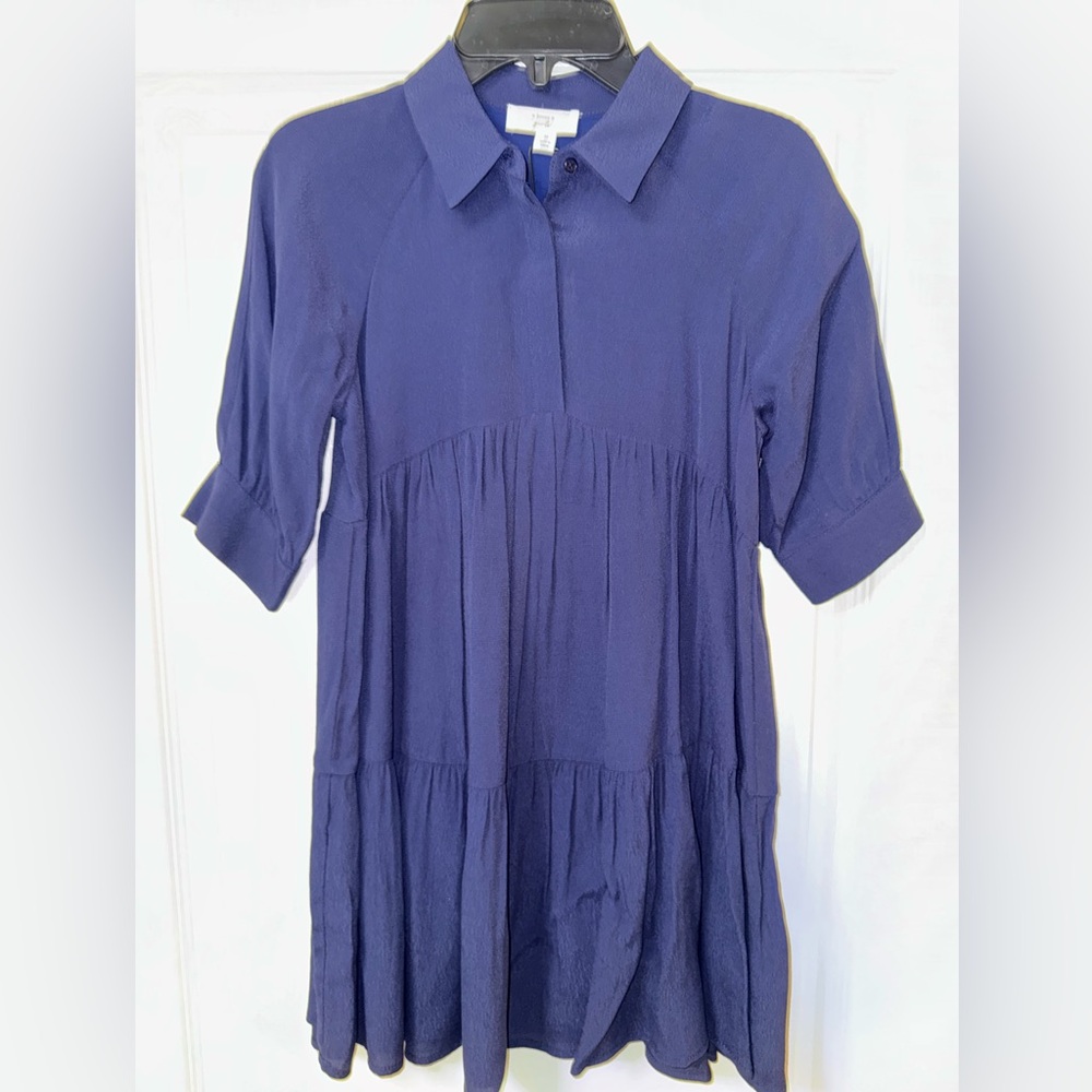 New- Little Girls navy blue dress with collar- size medium
